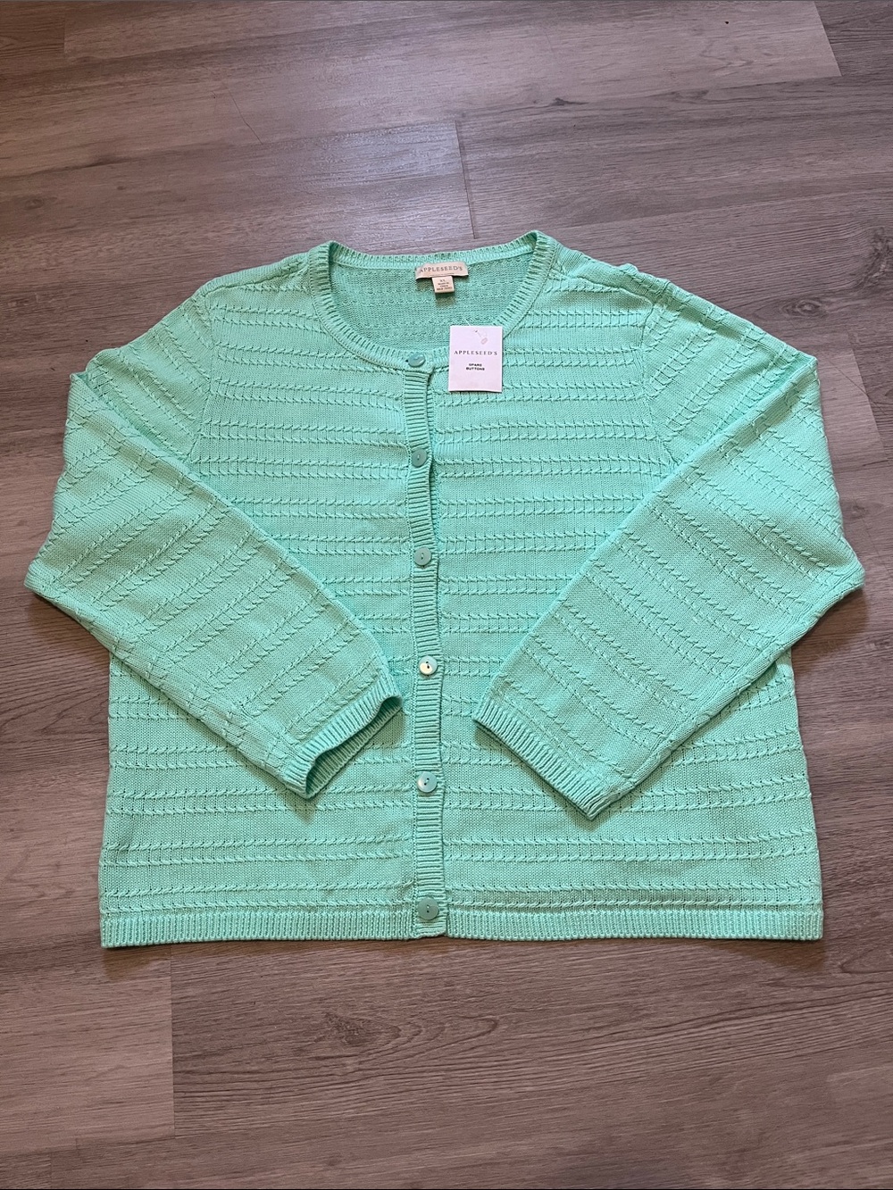Appleseed's Mint Green Button-Front Women's Cardigan